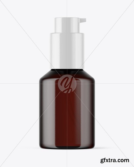 Amber Cosmetic Bottle with Pump Mockup 50178