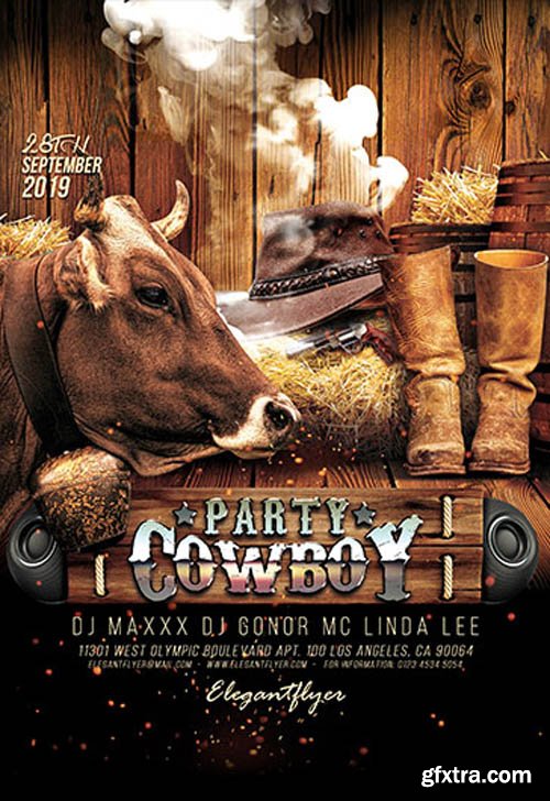 Cowboy Party V0910 2019 PSD Flyer Template