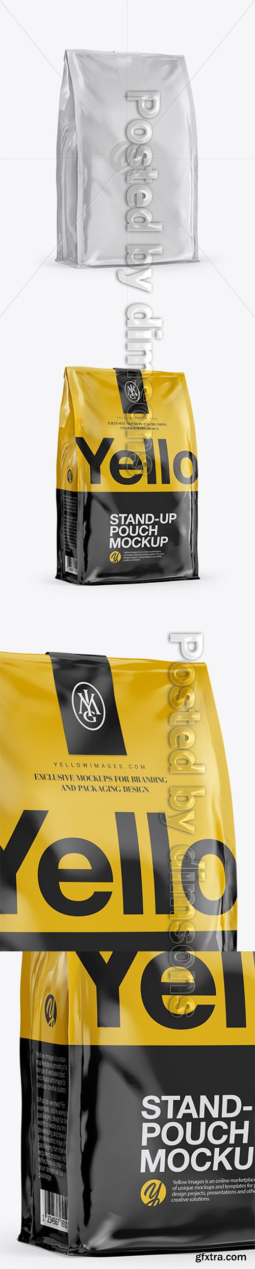 Stand Up Glossy Pouch with Sticker Mockup - Half Side View 22662