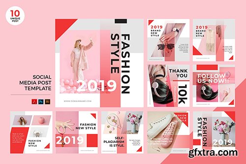 Pink Fashion Style Social Media Kit PSD & AI