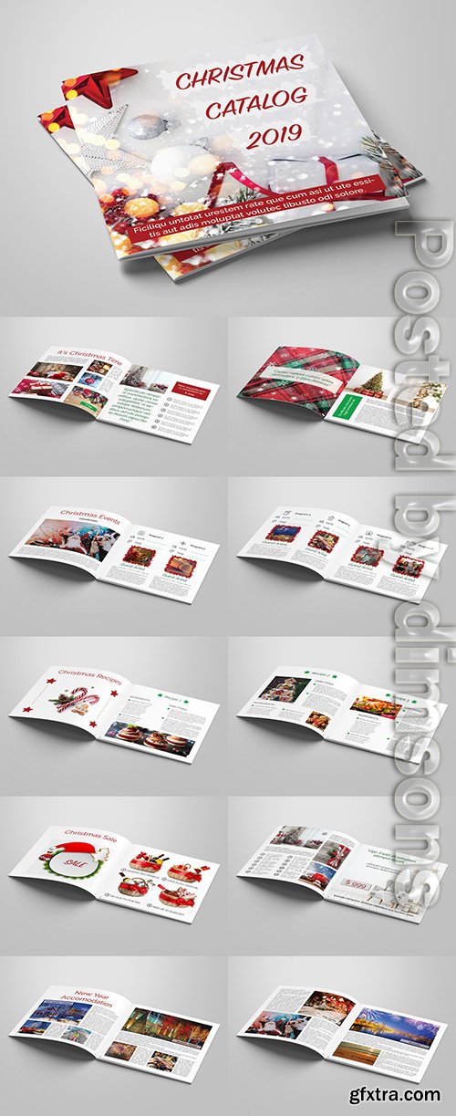 Catalog Layout with Red and Green Accents 296616950