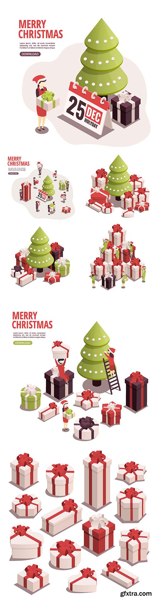Isometric illustration for christmas and new year