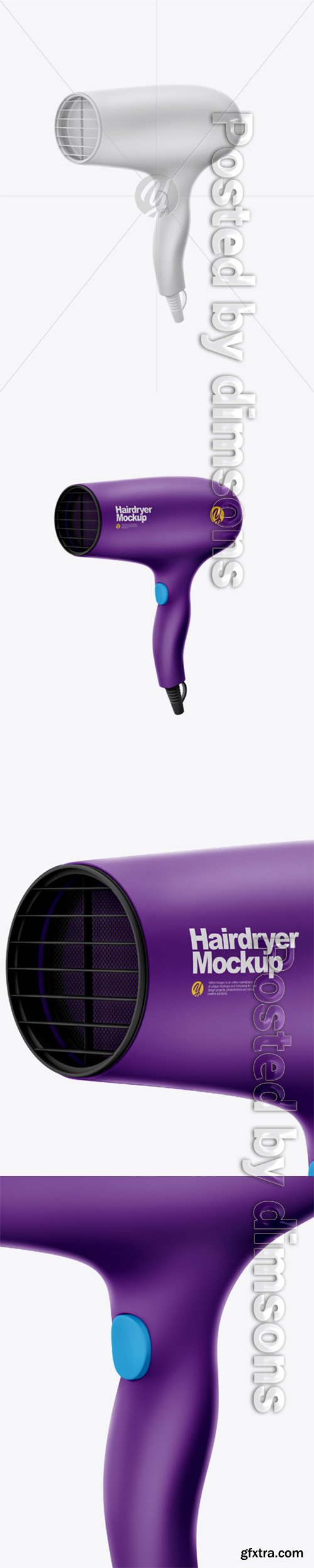 Matte Hairdryer Mockup - Half Side View 31349