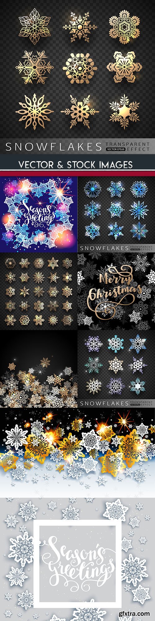 Snowflakes gold and silver Christmas backgrounds