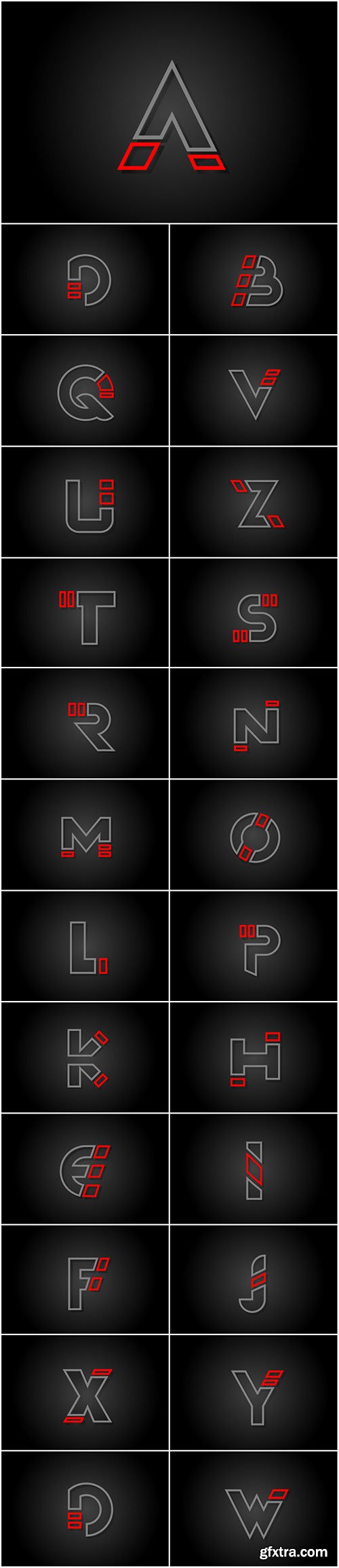 Alphabet line letter red black for company logo icon design