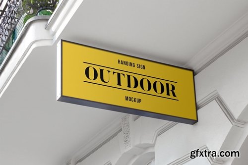 Outdoor Hanging Logo Sign Mockup #1