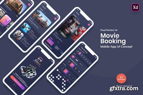 Ocodile-Movie Booking Mobile App UI Kit Dark (XD)