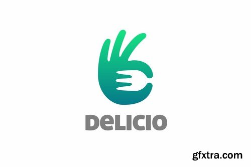 Negative Space OK Gesture and Fork Logo