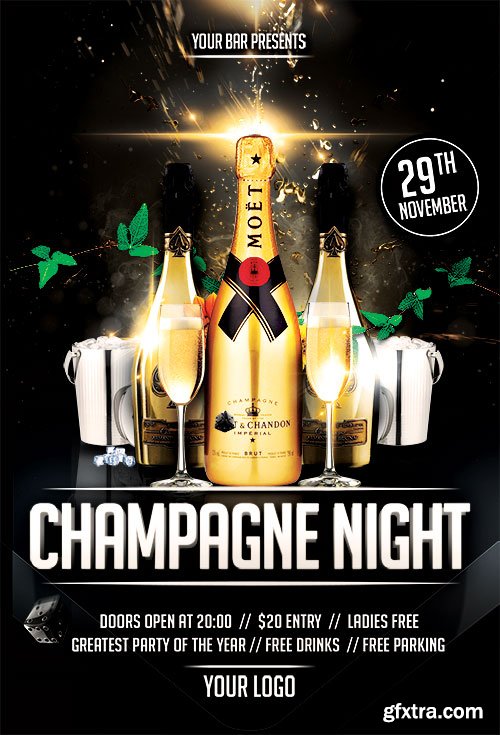 Champagne Night - Premium flyer psd template