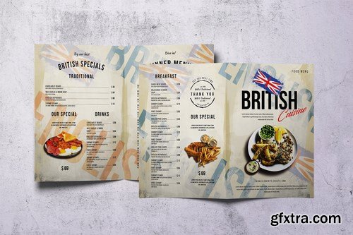 British Cuisine Bifold Food Menu
