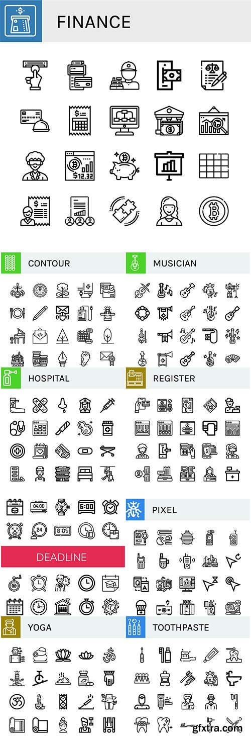Set of vector icons concept illustration