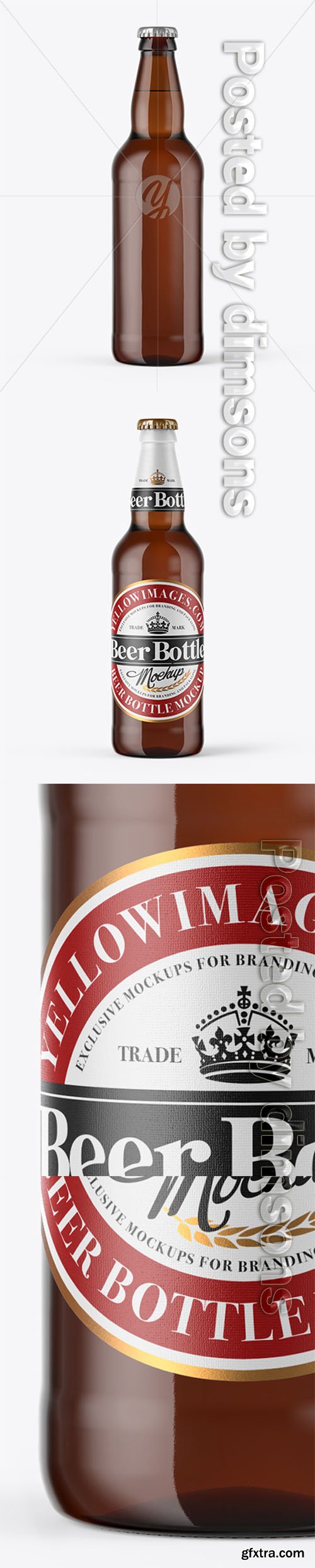 500ml Amber Craft Beer Bottle Mockup 23173
