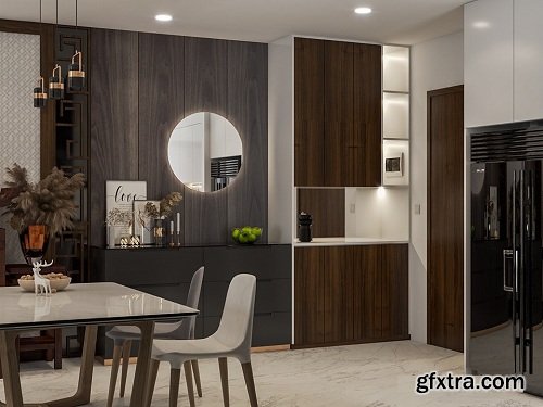 Interior Living - Kitchenroom Scene Sketchup Model By QuocVyPhanPhan
