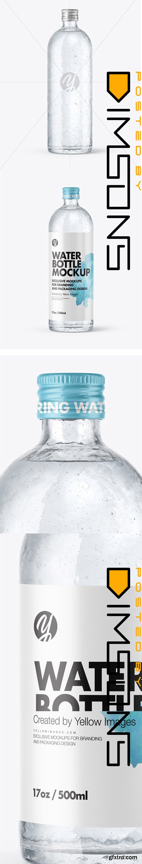 Glass Bottle with Water Mockup 36537