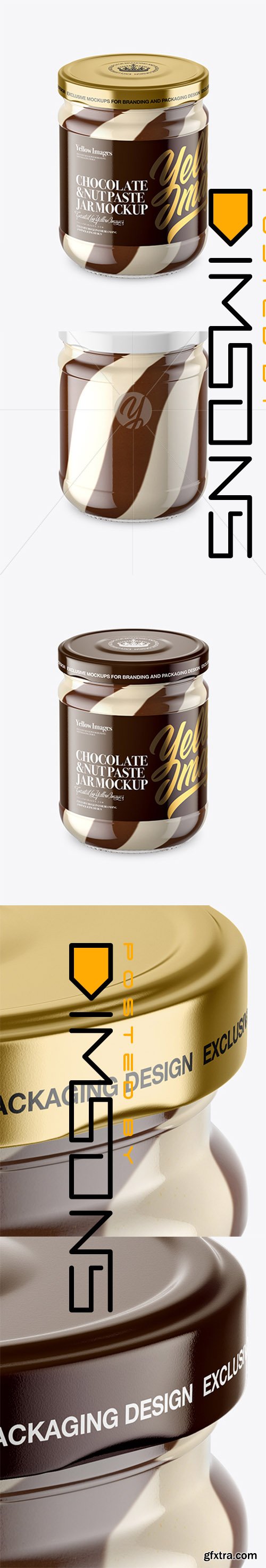 Clear Glass Jar with Duo Chocolate Spread Mockup 33751