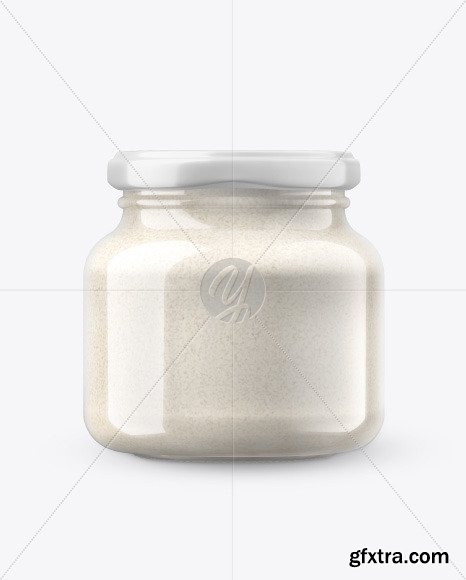 Glass Jar w/h Cashew Cream in Shrink Sleeve Mockup 50614