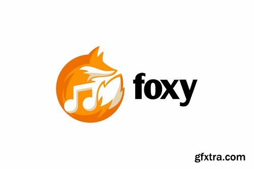 Fox and Music Note Negative Space Logo
