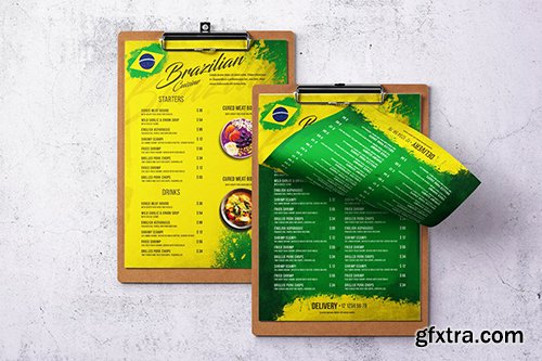 Brazilian Cuisine A4 & US Letter Single Page Menu