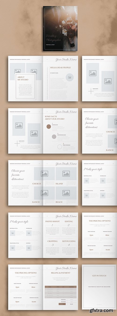 Wedding Photographer Project Proposal Layout with Brown Elements 297601102