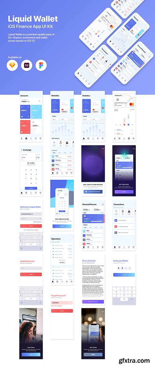 Liquid Wallet Finance Investment Payment iOS Mobile App UI Kit