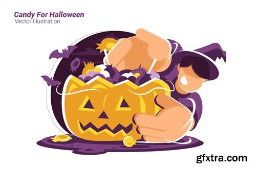 Candy For Halloween - Vector Illustration