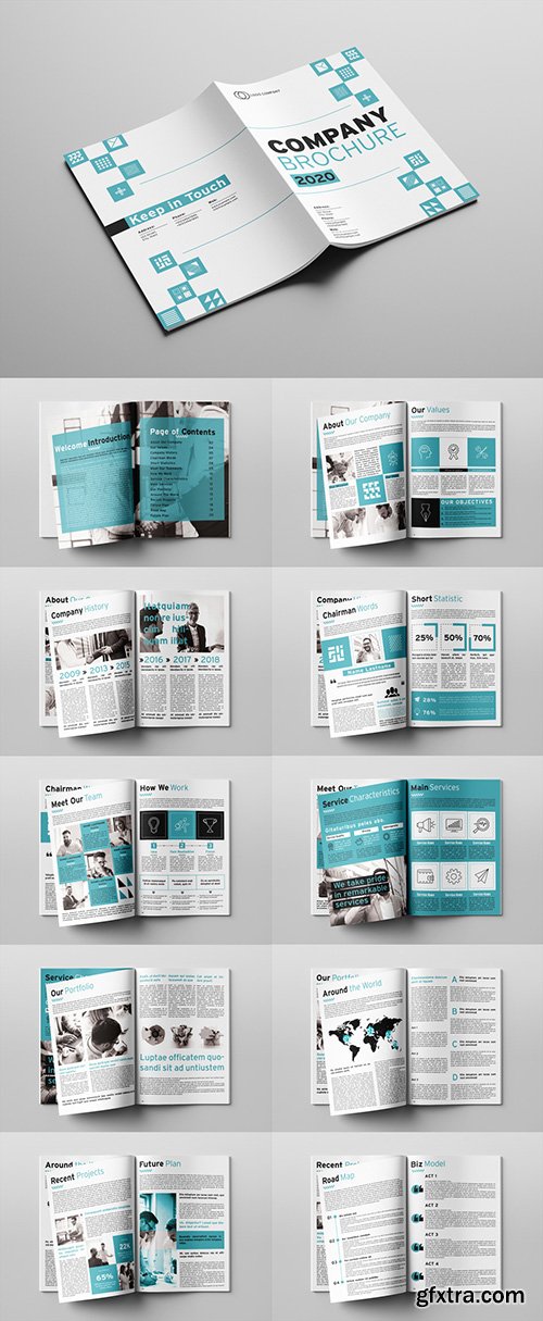 Company Brochure Layout with Teal Accents 296145316