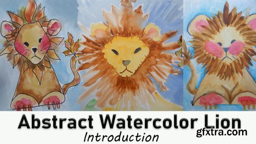 Abstract Watercolor Lion