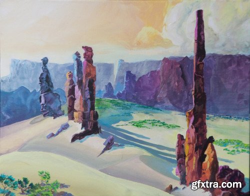 Totem Rock in Monument Valley: A foray into acrylics