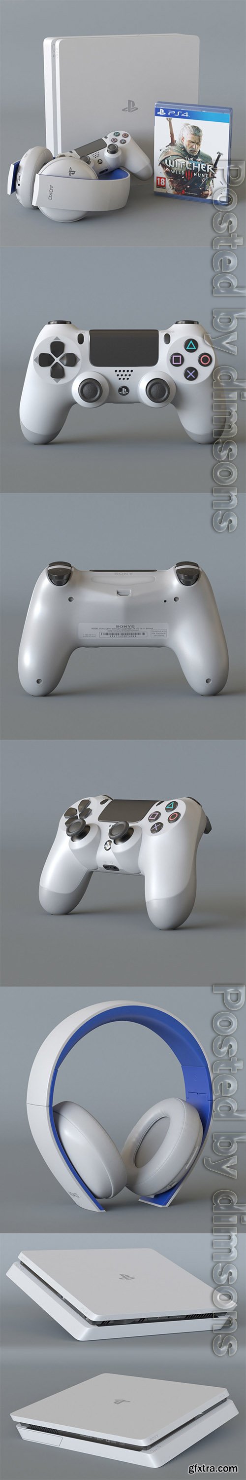 Cgtrader - Sony Playstation 4 slim white bundle 3D model