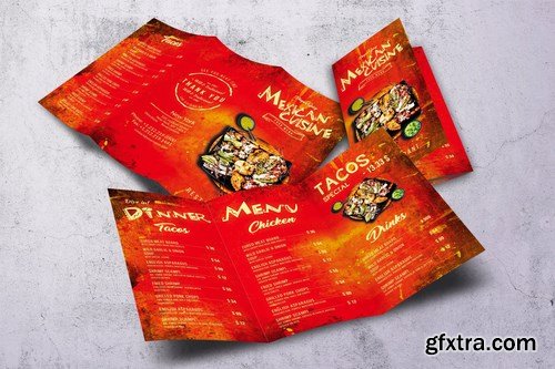 Mexican Cuisine Trifold A4 & US Letter Food Menu
