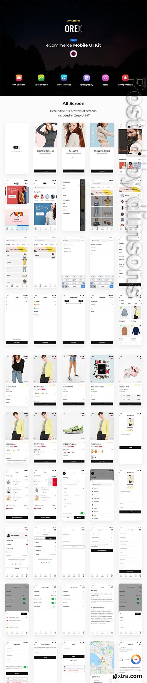 Oreo eCommerce Mobile UI Kit