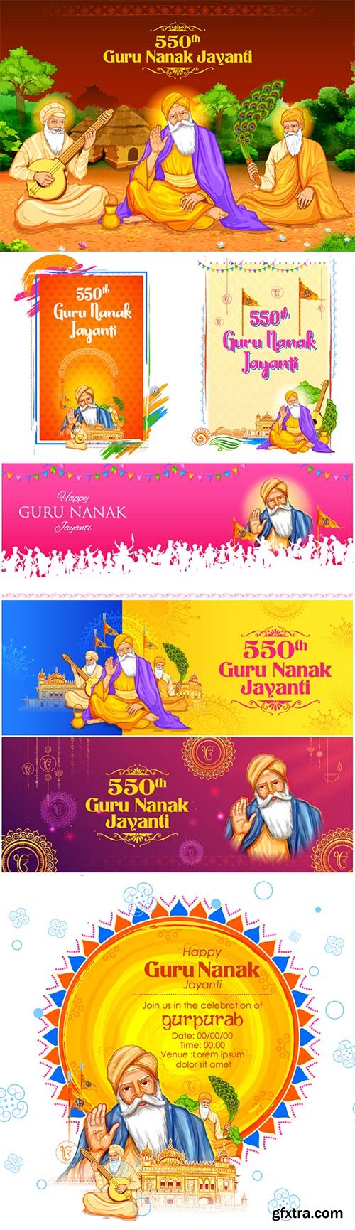 Happy Gurpurab, Guru Nanak Jayanti festival of Sikh celebration