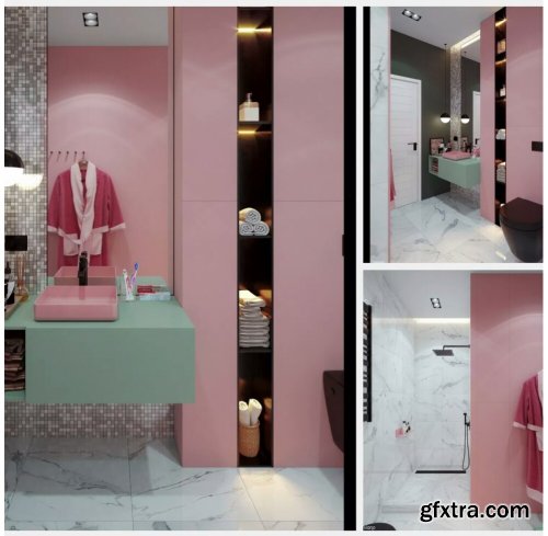 Viona Colourful Bathroom 3D Scene