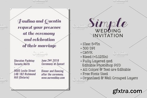 CreativeMarket - Simple Wedding Invitation 2577302