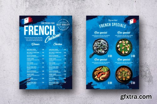 French Cuisine Single Page A4 & US Letter Menu