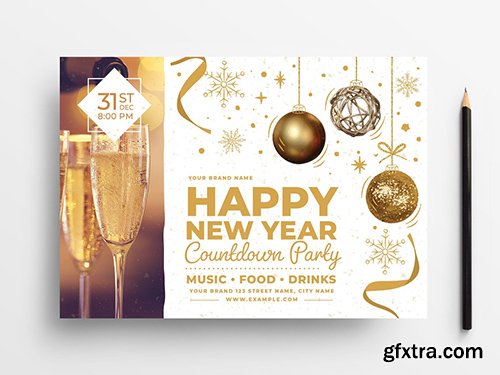 Happy New Year Flyer Layout with Lights 299565776