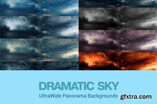 Ultra Wide Set of Dramatic Sky Backgrounds