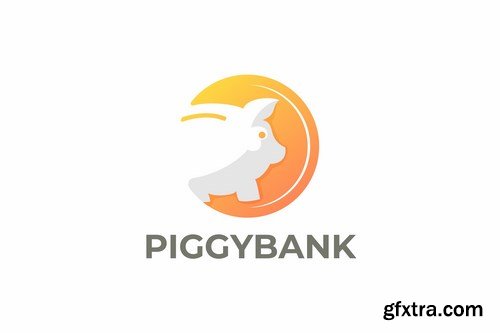 Piggybank and Coin Negative Space Logo