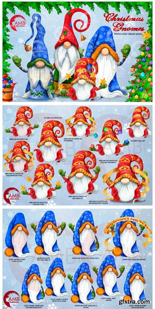 Christmas Gnomes Watercolor Super Bundle 1989500