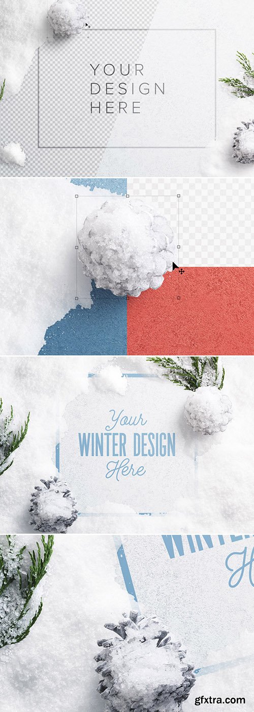 Winter Snow with Frame Scene Creator Mockup 299792693