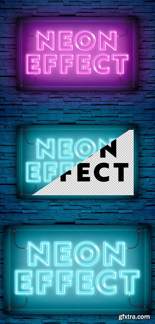 Neon Light Text Effect on Brick Wall Mockup 300467951