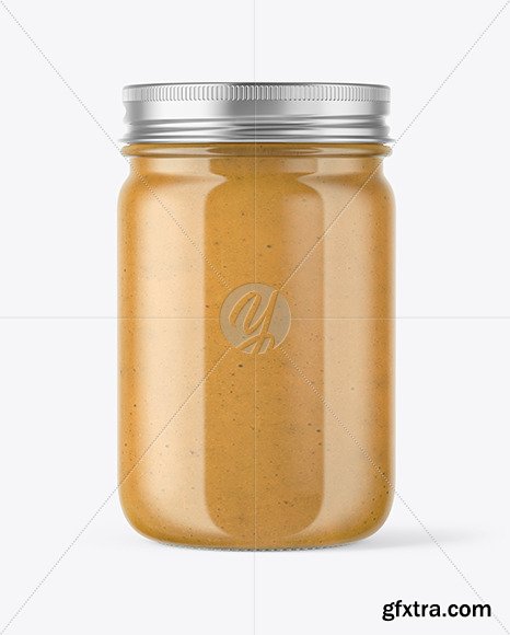 Clear Glass Jar with Peanut Butter Mockup 51044