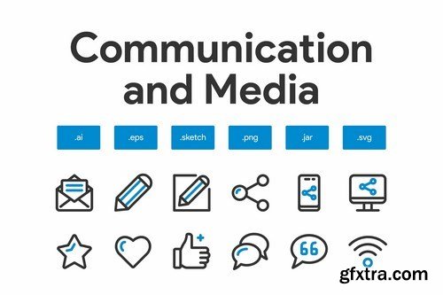 Communication and Media Icon Set