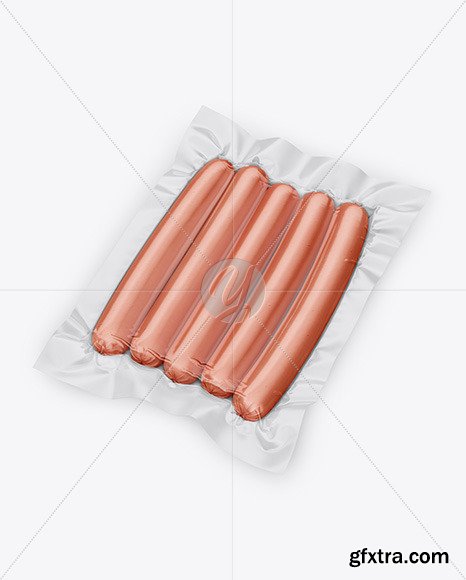 5 Sausages in Vacuum Plastic Package Mockup 51567