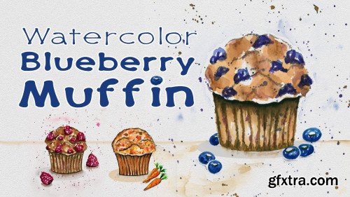 Watercolor Blueberry Muffin