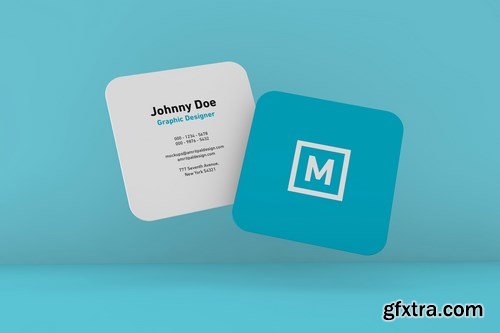 Rounded Square Business Card Floating Mockup