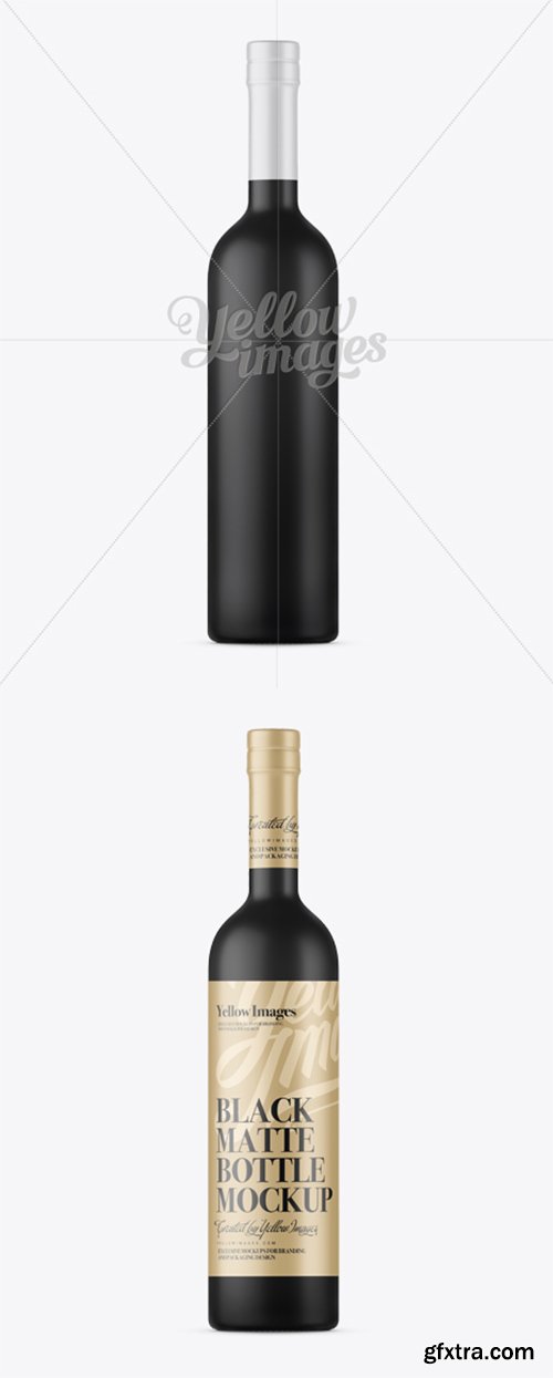Black Matte Bordeaux Bottle Mockup 12105