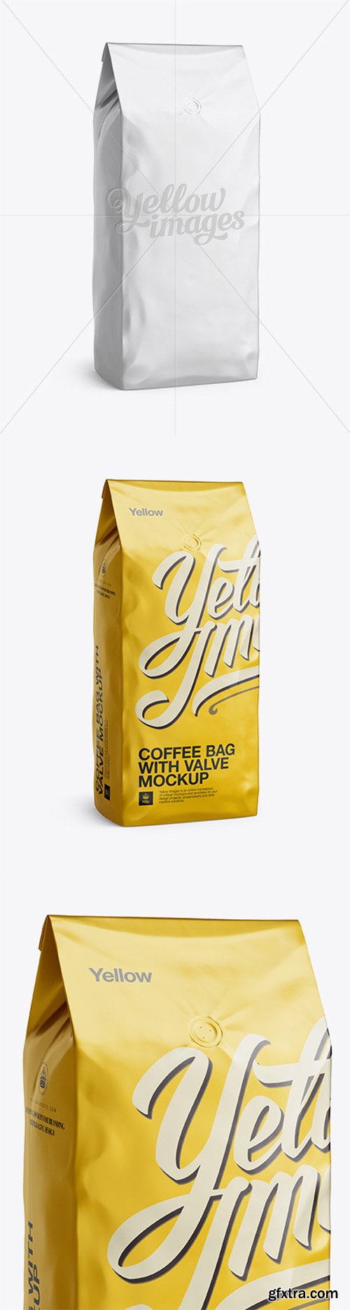 2,5 kg Matte Metallic Coffee Bag With Valve Mockup - Half-Turned View 12210