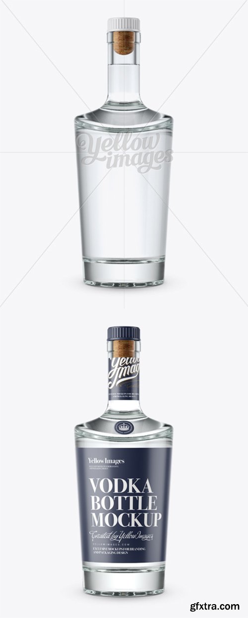 Clear Glass Vodka Bottle Mockup - Front View 12121
