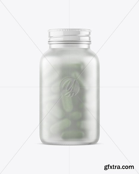 Frosted Glass Bottle With Pills Mockup 51642